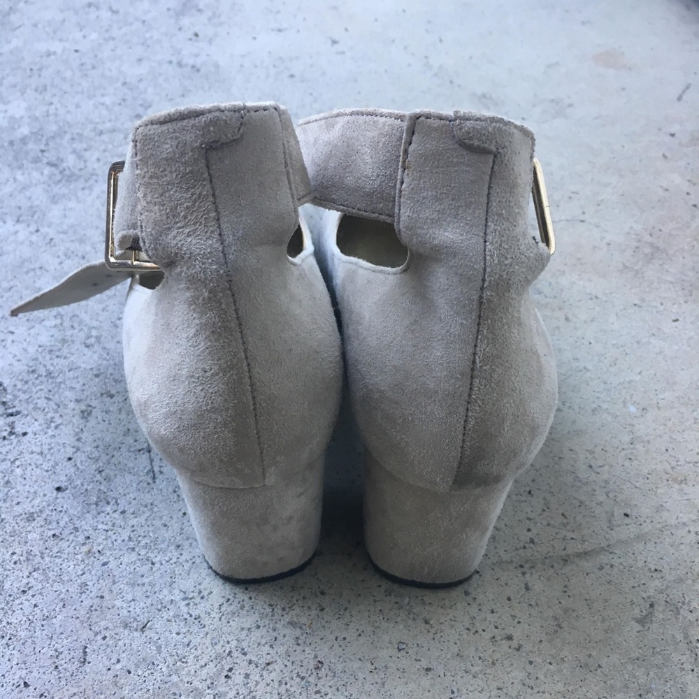 Nine West Natural Suede Ankle Strap Heels